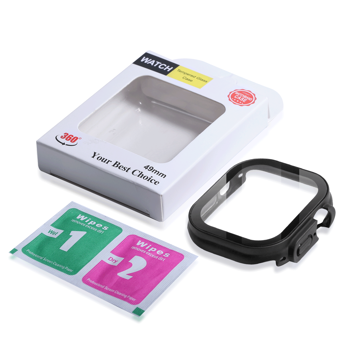 Full Case Cover for Apple Watch Ultra 2 49mm Tempered Glass Screen Protector