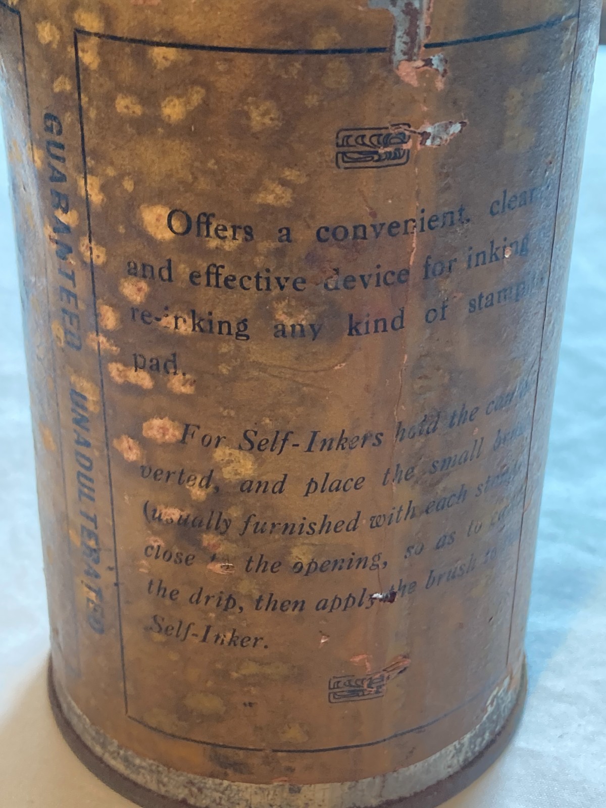 c1910-20 Volger's combined Ink Can and Distributor, Screw Top Master Ink Tin Can