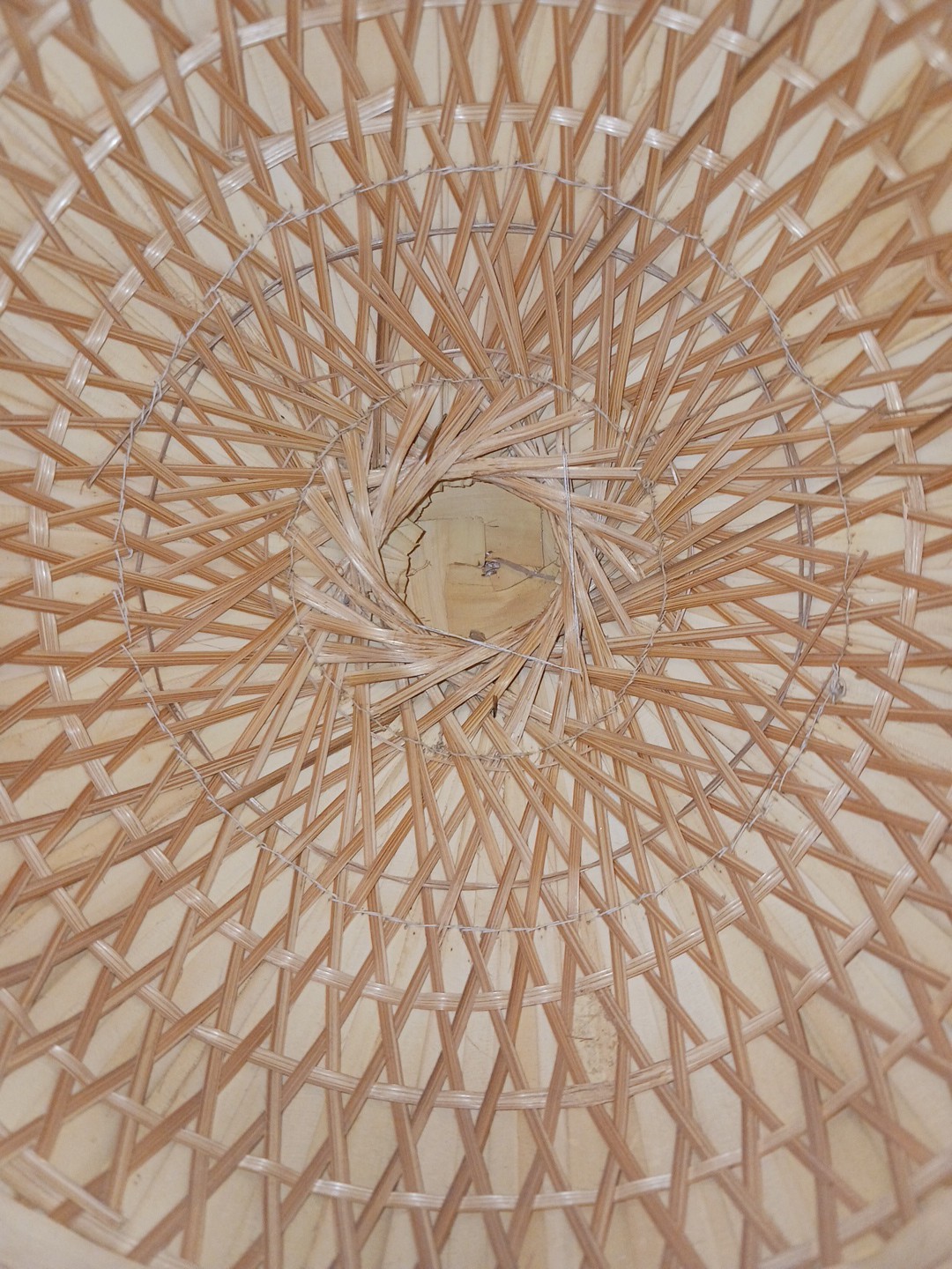 Vintage Natural Reed Pith Helmet Handmade Woven Straw Sun Hat 12.5"L x 10.5"W