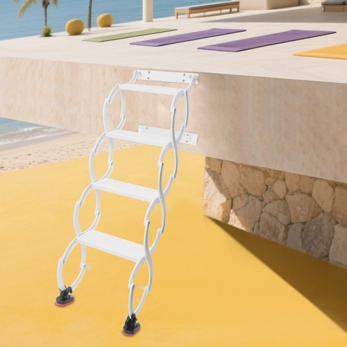 Attic Loft Pull Down Ladder 4 Step Wall Mounted Retractable Folding Stairs 39.4"