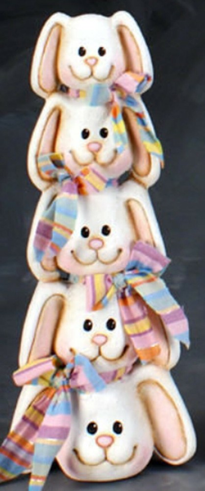 Ceramic Bisque~~ Ready to Paint~~ Bunny Head Stack  ~~Medium size