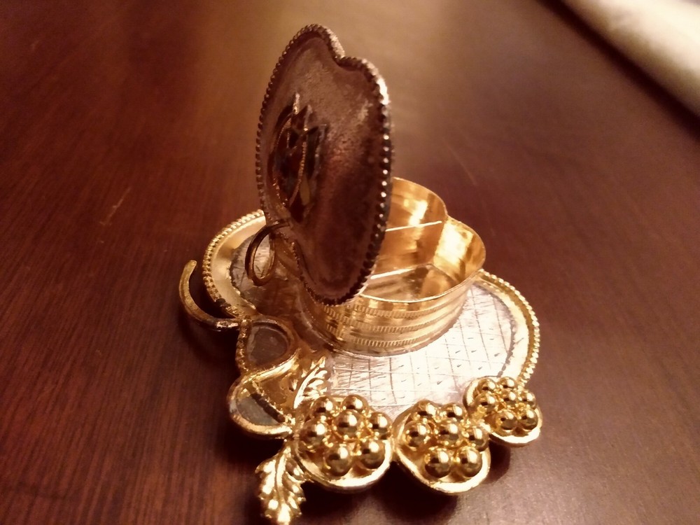 SOLID SILVER HINGED APPLE BOX ON ATTACHED TRAY ENAMEL BUTTERFLY GILT ACCENT