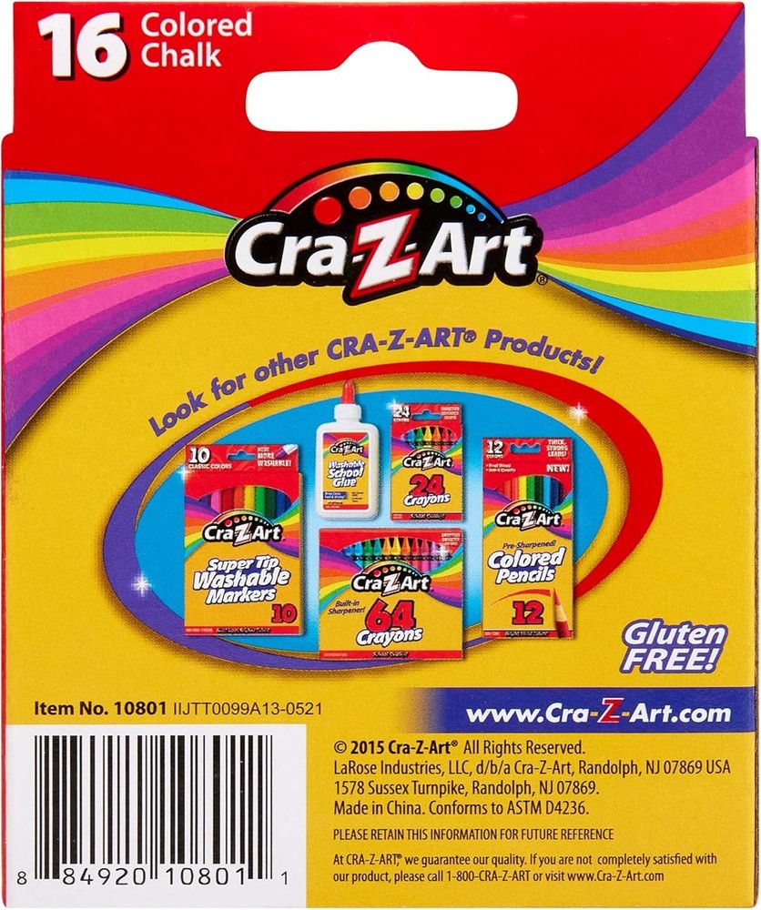 Colored Chalk, 16 Count 10801-48 , Assorted