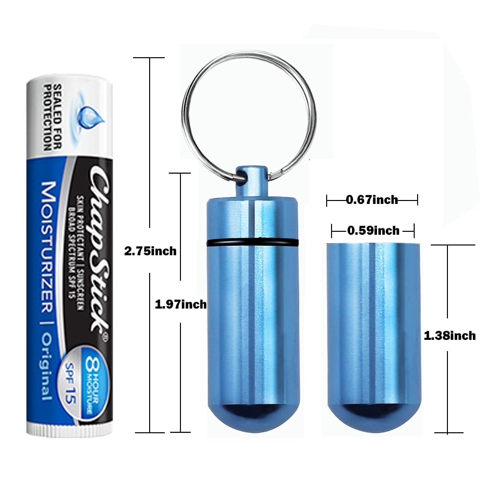 5 Pack Mini Aluminum Keychain Pill Holder Waterprof Tablets Container Case