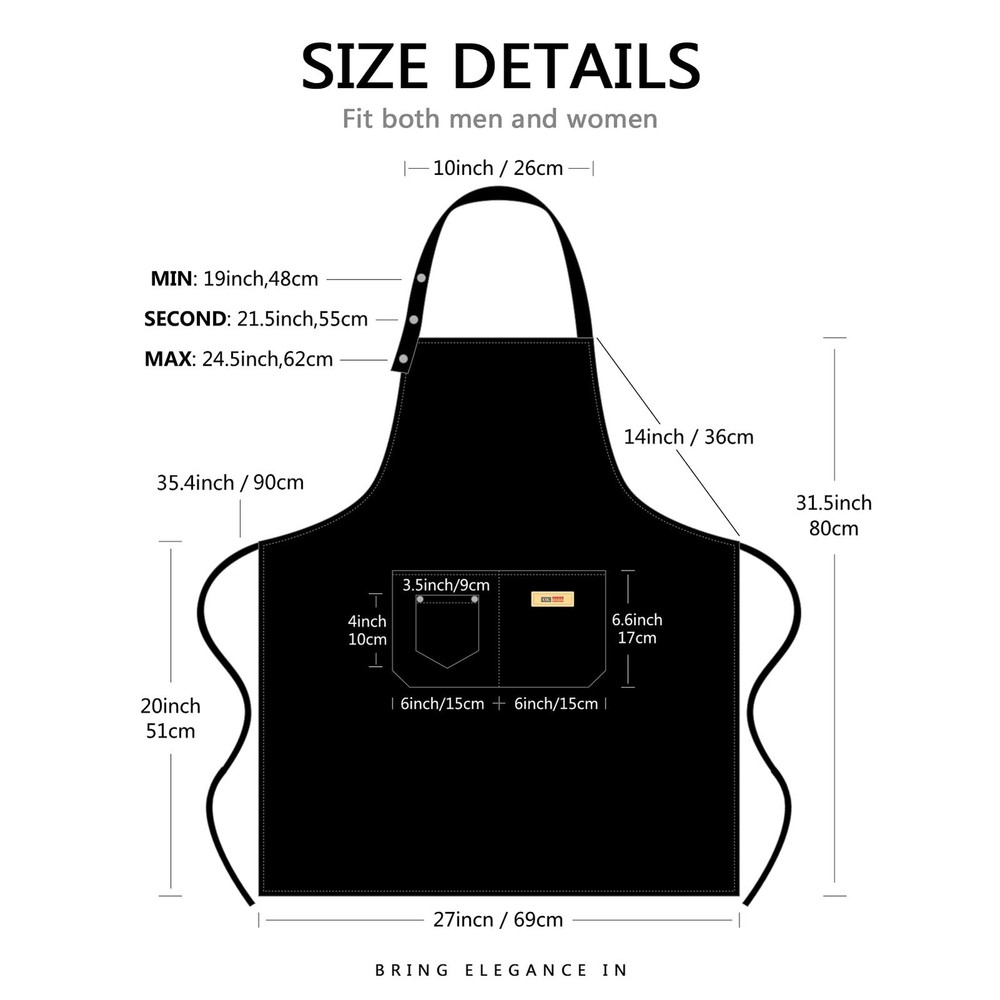 Extra Large Apron For Men Adjustable Button Pockets Water Oil Resistant