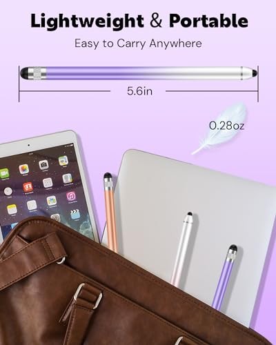 Stylus Pen for Touchscreen, Dual-end High Sensitivity 2 Pack: Pink, Purple