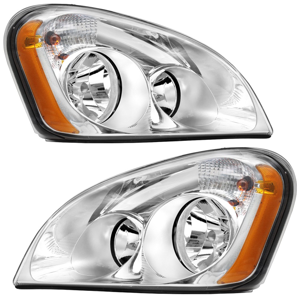 Chrome Headlights for 2008-2016 Freightliner Cascadia With Halogen Bulbs Pair