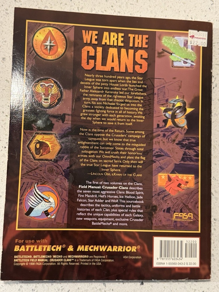 Crusader Clans Field Manual - Battletech 1706