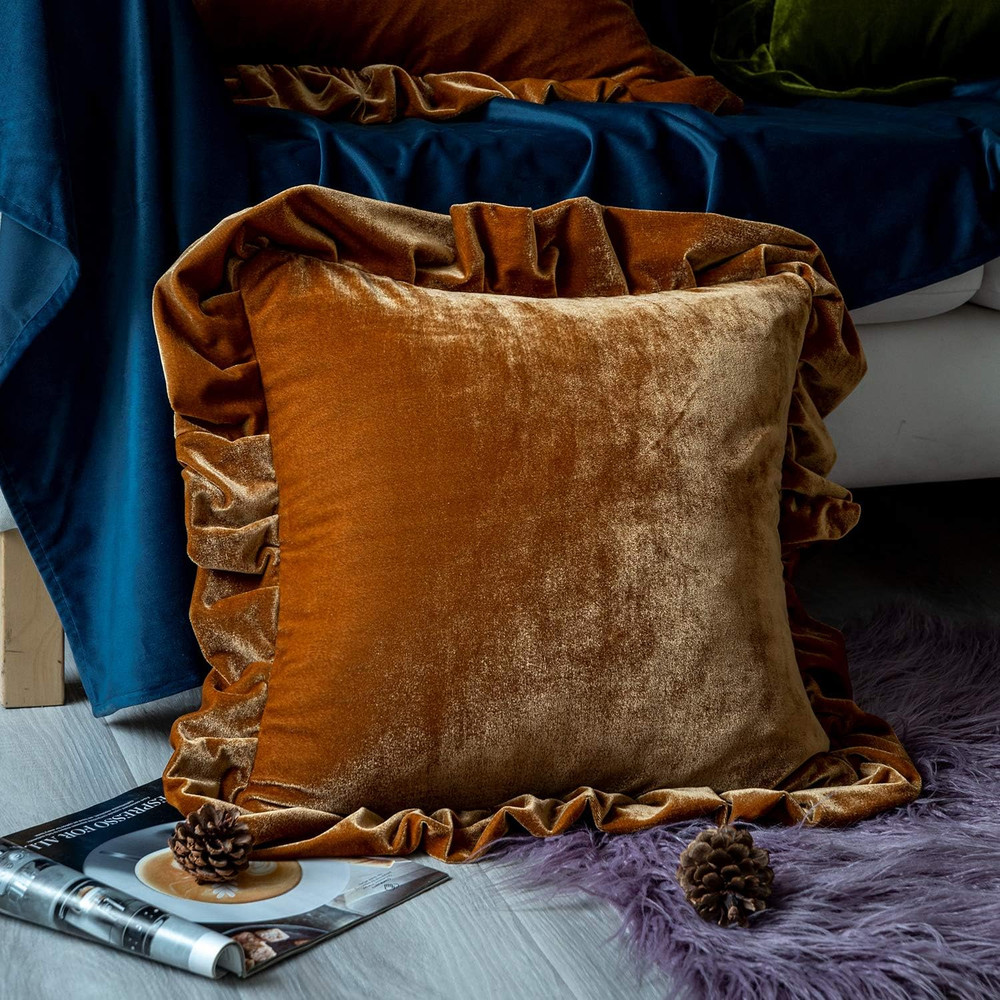 Velvet Throw Pillow Cover Soft Decorative Luxurious Solid Square Cushion Case fo