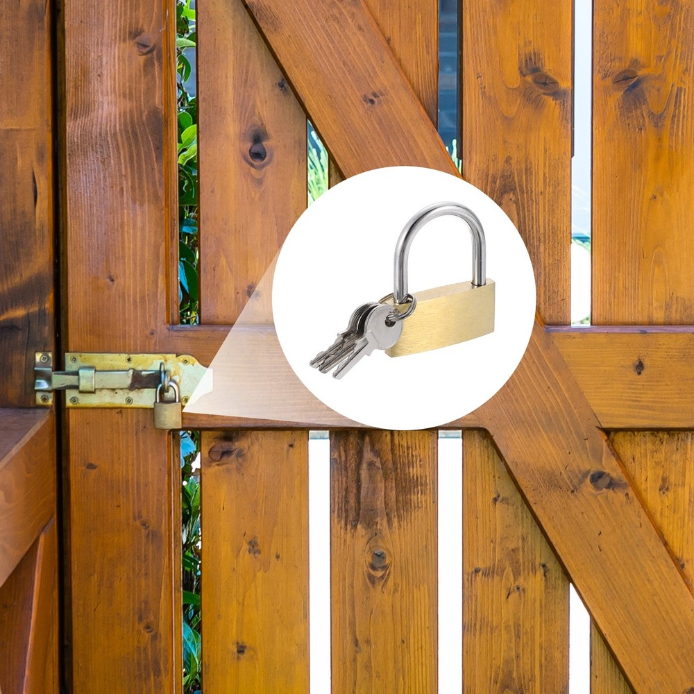 6Pcs Solid Brass Padlock with Key 1-5/8" Wide Body Small Locks Lock