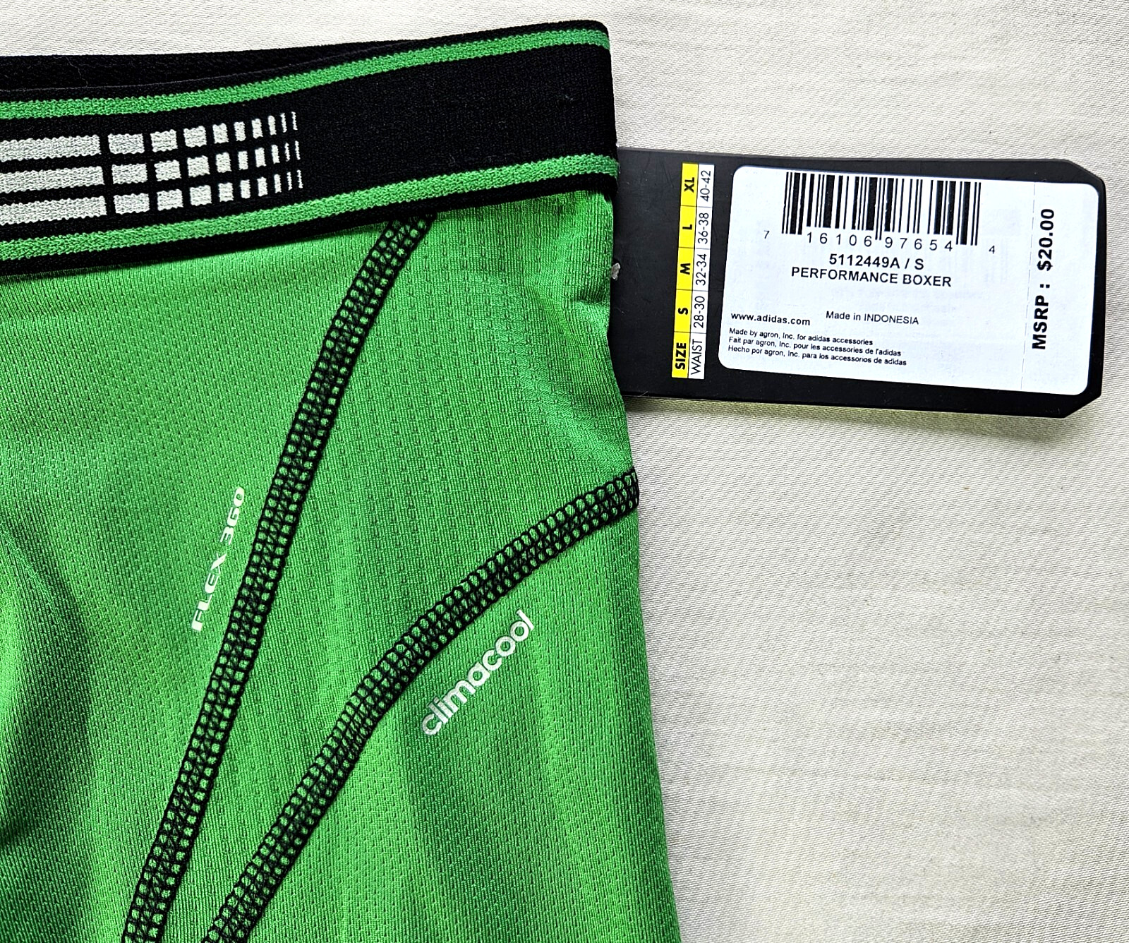 Adidas Men's Boxer Briefs S 28-30 Blue Green Gray Performance Climacool Flex 360