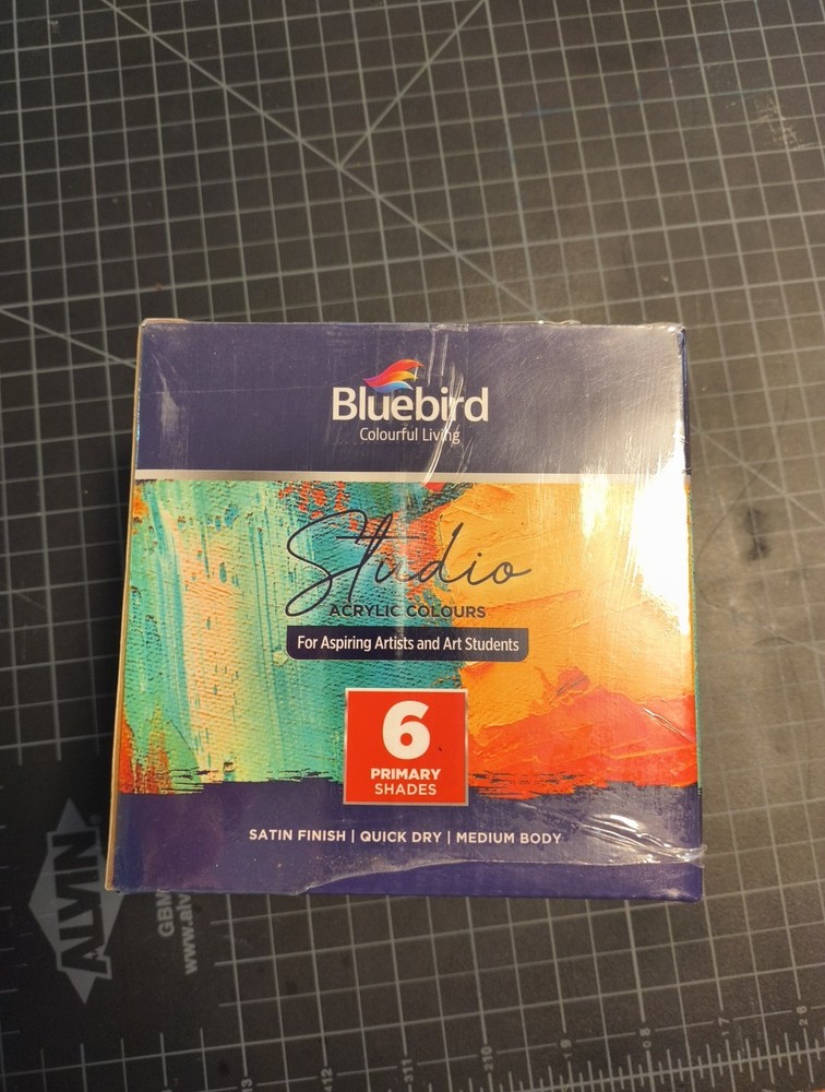 BLUEBIRD Studio Acrylic Paints, Primary Colors, 6-Pack 3.4 Fl Oz each, Basic