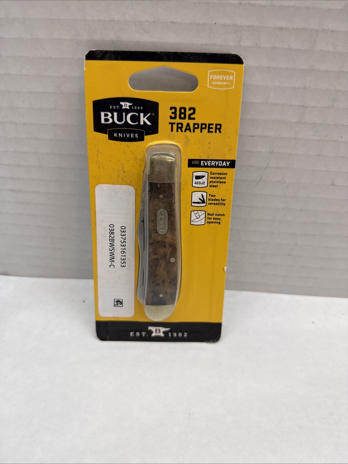 Buck Knives 382 Trapper C Folding Pocket Knife, Dual 2.63 in Clip and Spey
