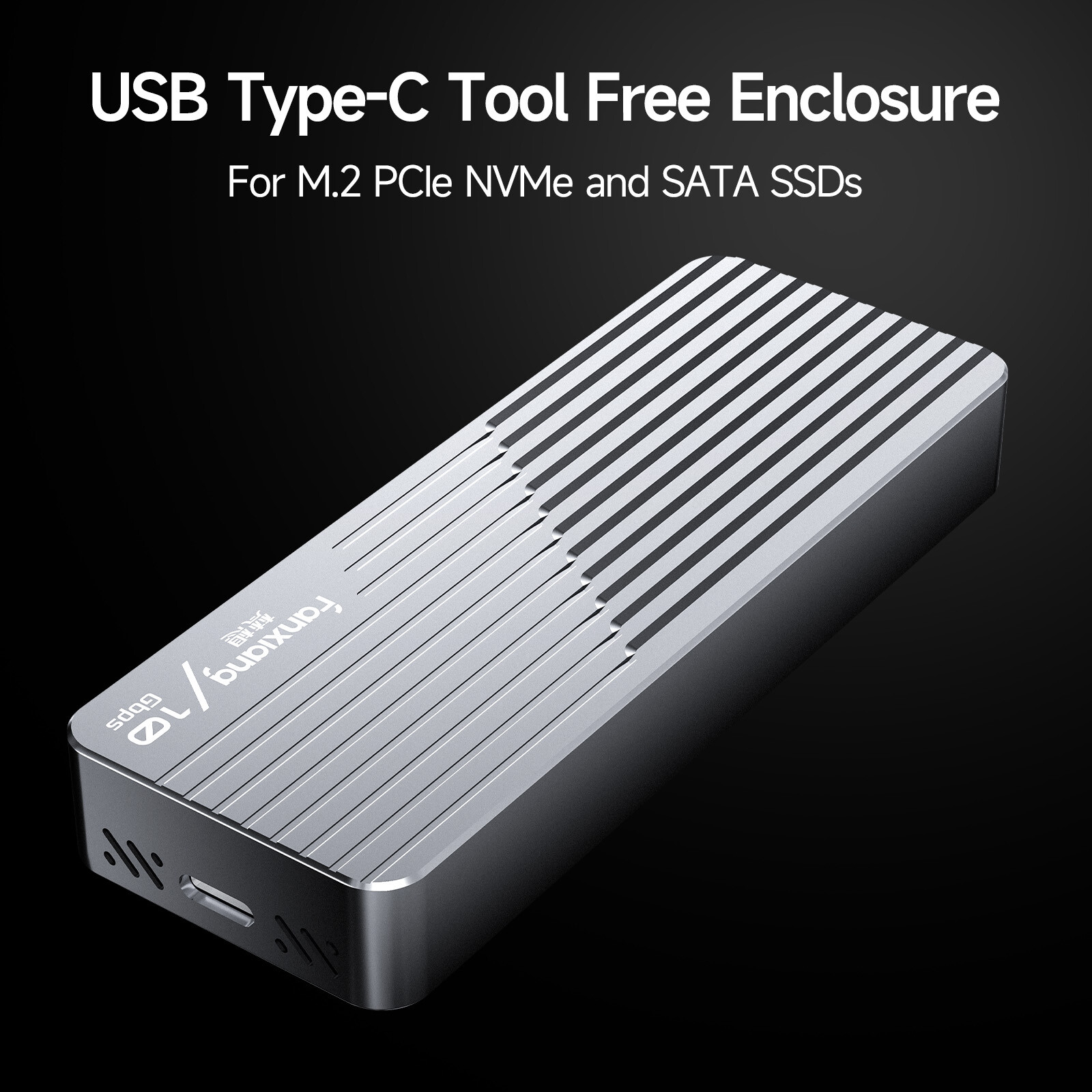 Fanxiang M.2 NVMe SATA SSD Enclosure USB Type C 10Gbps NVMe SSD External Case
