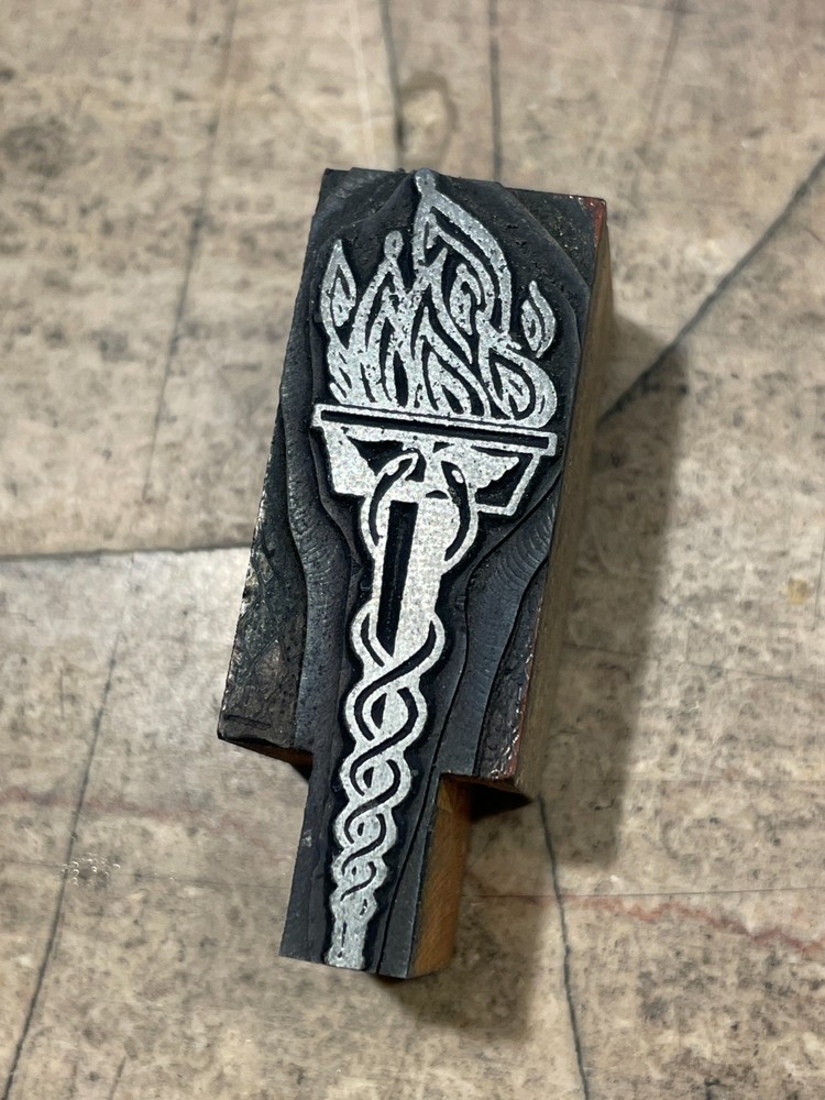 Printing Letterpress Printers Block Torch And Flame / Fire (1742)