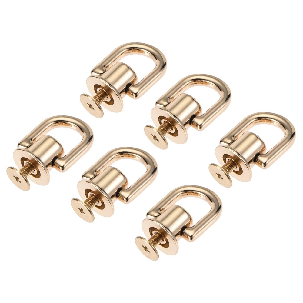 12x10mm Ball Post Head Button Studs with D Ring for DIY Light Gold 6pcs