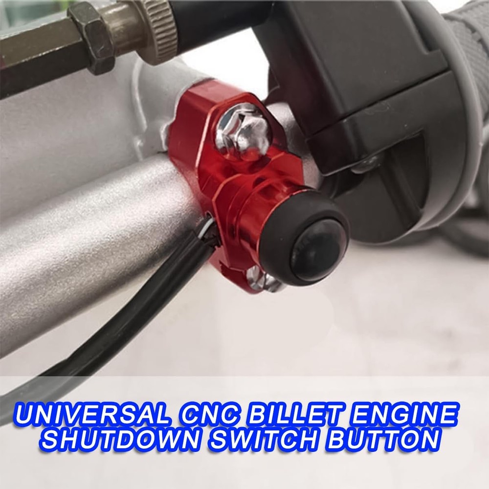 Bittwee CNC Universal Motorcycle Engine Stop Start Kill Switch Button, Red