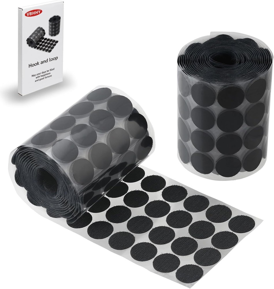 Versatile Black Self-Adhesive Dots - 1-Inch Hook Loop Coins for All Surfaces