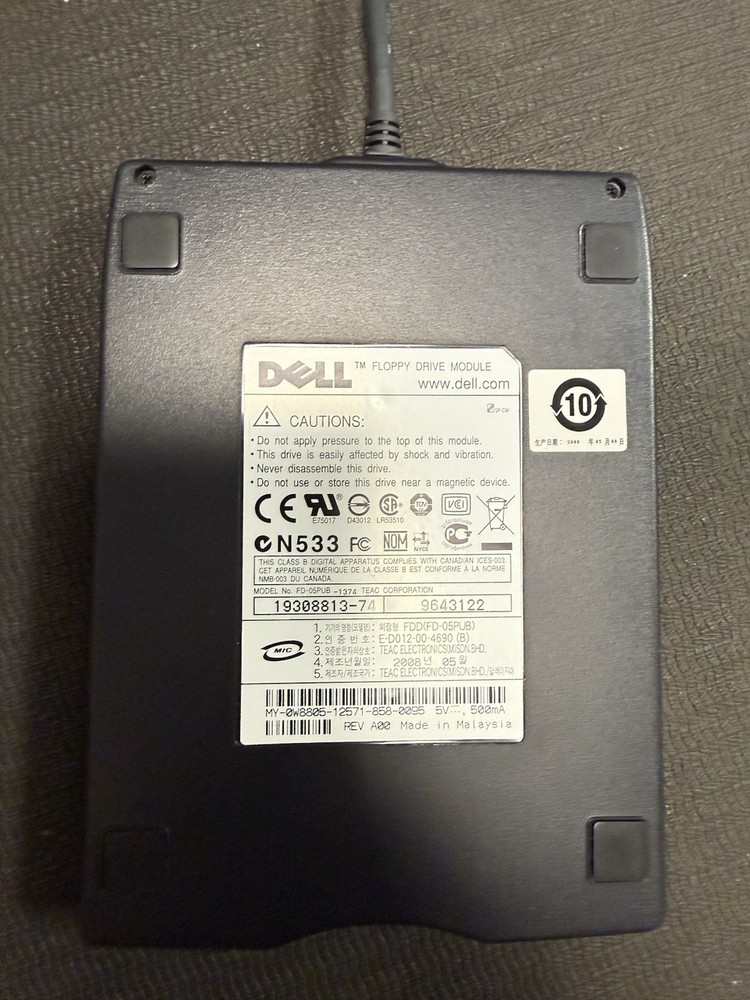 Dell FD-05PUB 3.5" External Floppy Drive Module USB Tested