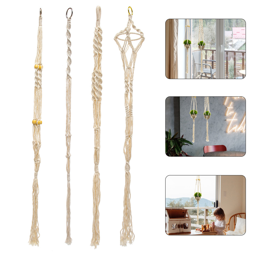 4PCS Macrame Plant Hanger Decorative Planter Holder Hanging Planters Holder