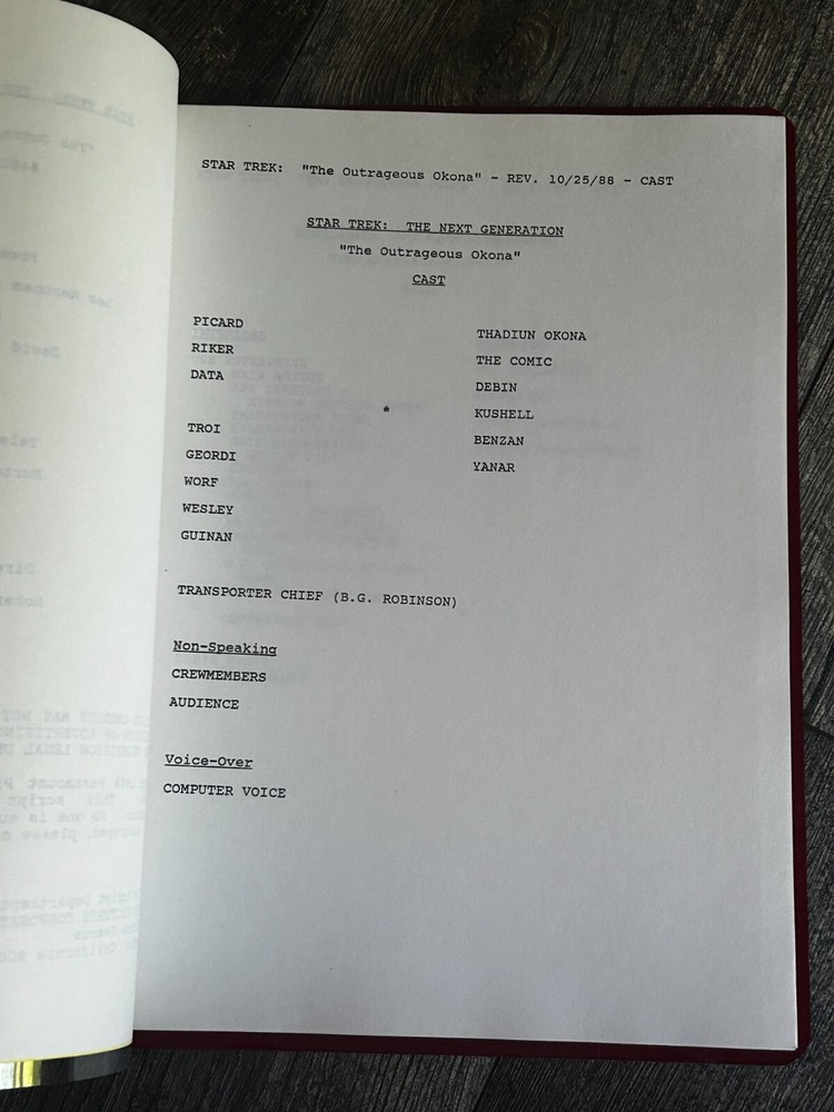 STAR TREK Script The Next Generation Outrageous Okona 4th Revision Final Draft