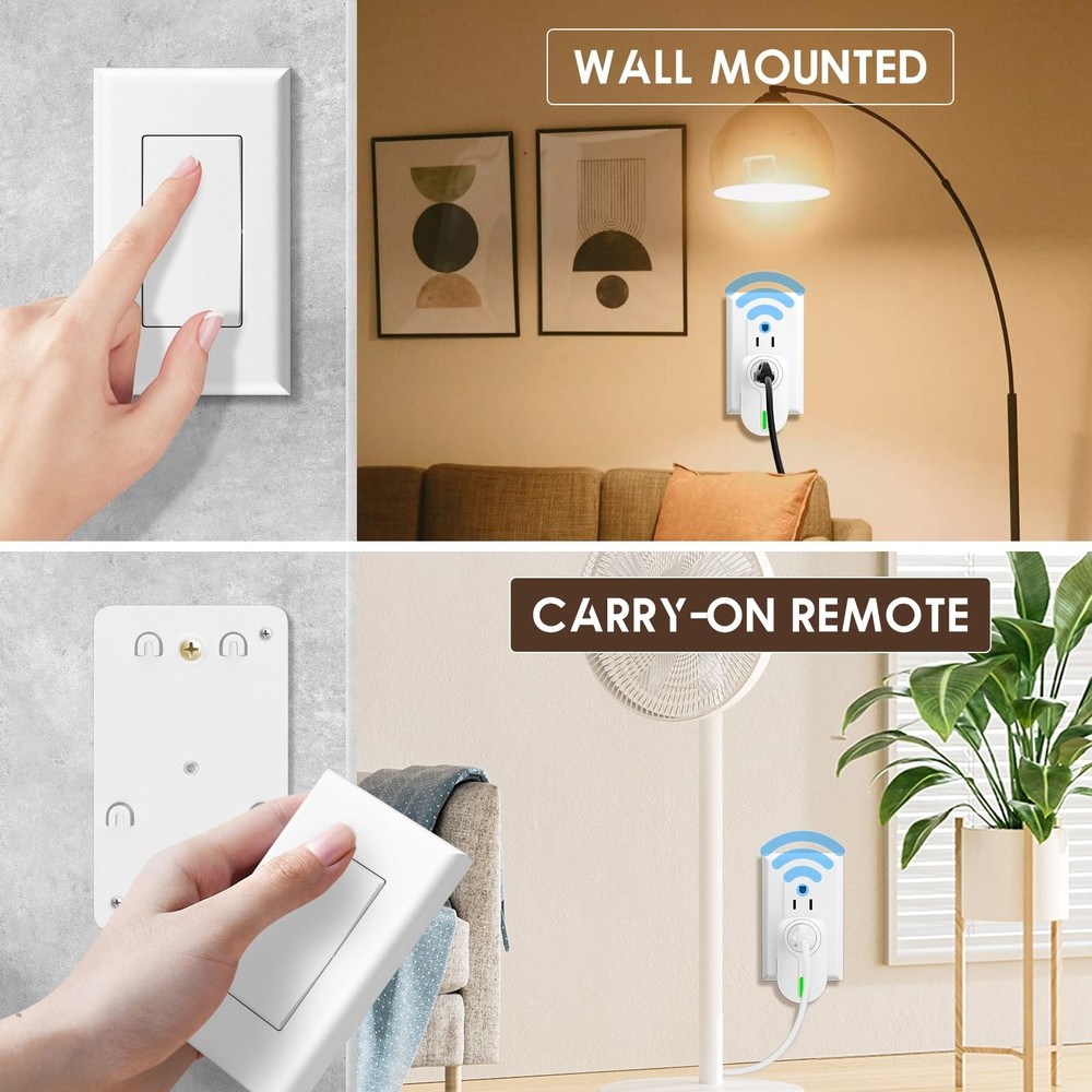 - Wireless Remote Control Outlet, Indoor Remote Light Switch for Plug in Lamp...