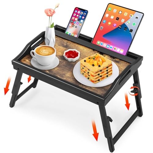 Bed Tray Table Breakfast Trays Serving Tray Bamboo Bed Laptap Floding Legs