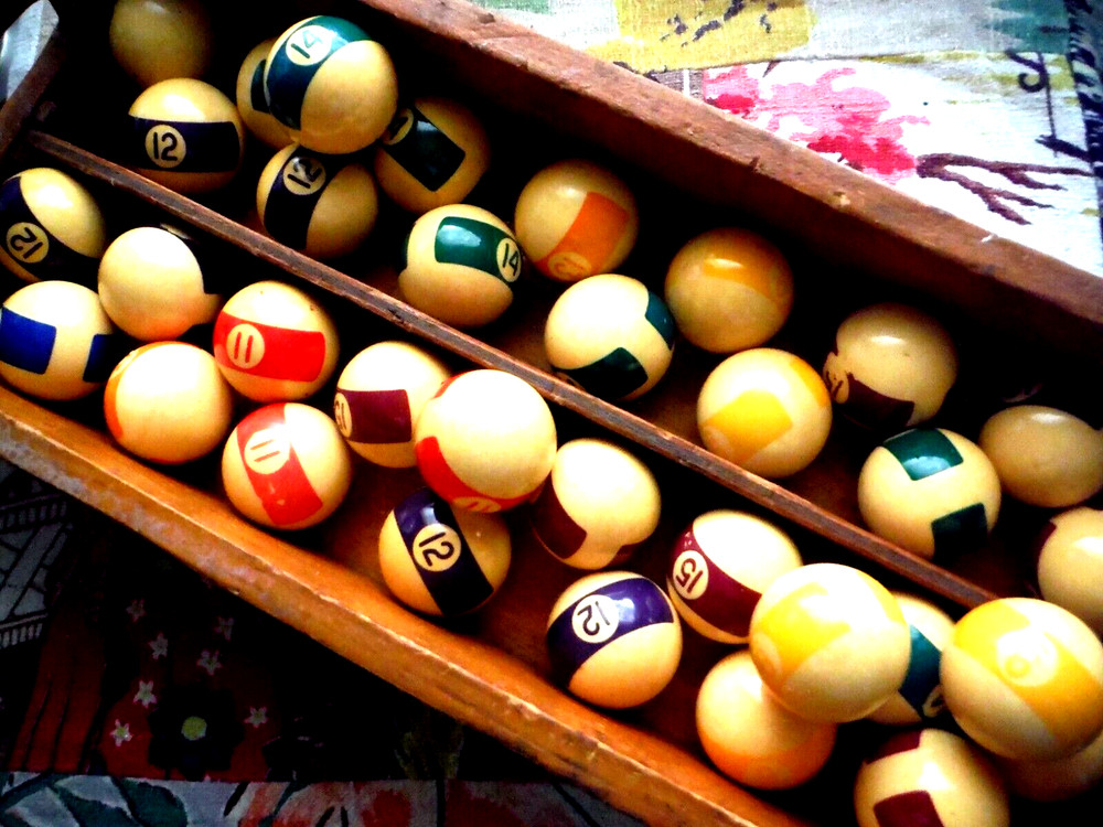 Vintage blue stripe 10 mini pool ball