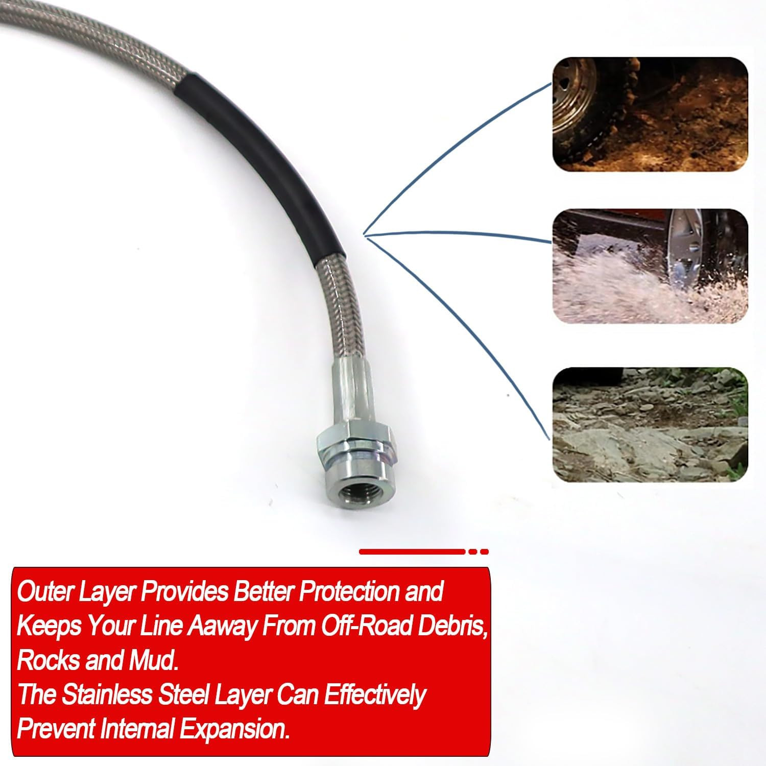 89715 Front and Rear Extended Stainless Brake Lines for Jeep Wrangler TJ YJ 87-0