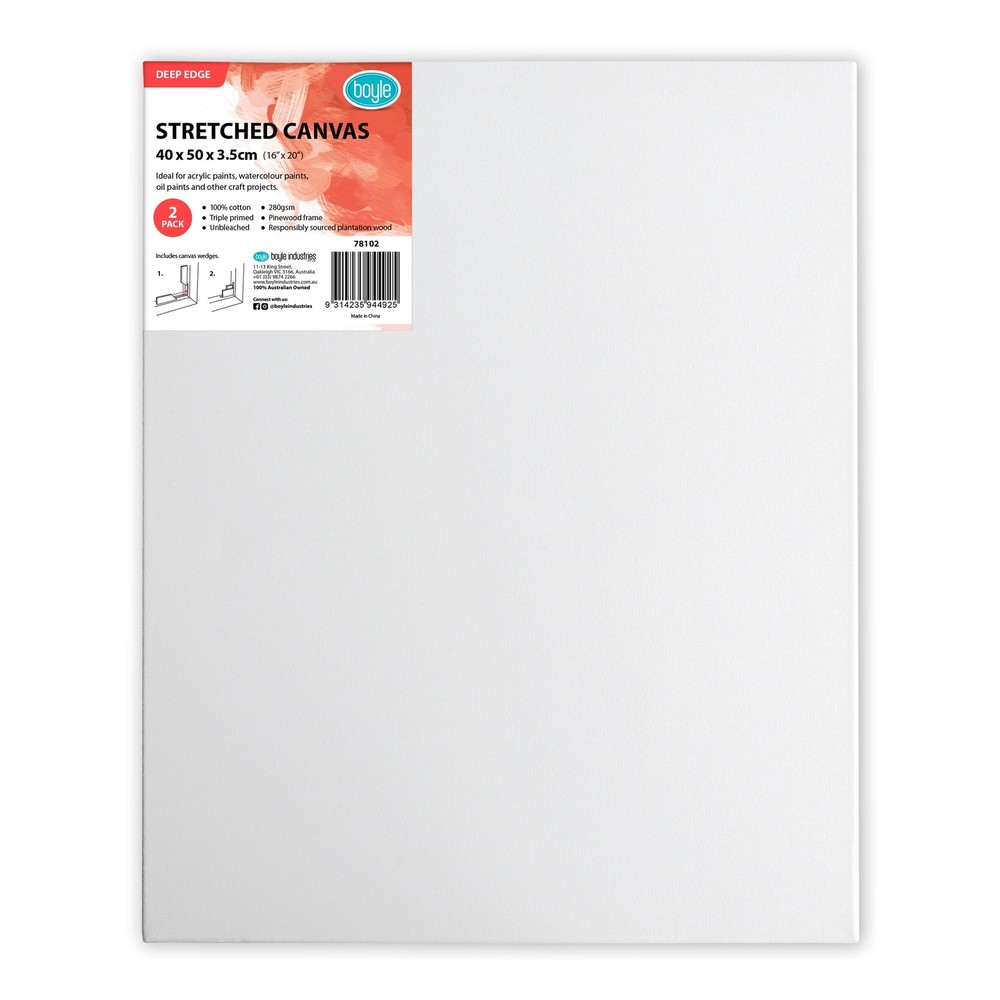 Deep Edge Stretched Canvas 40 x 50cm (16x20") 2 Pack