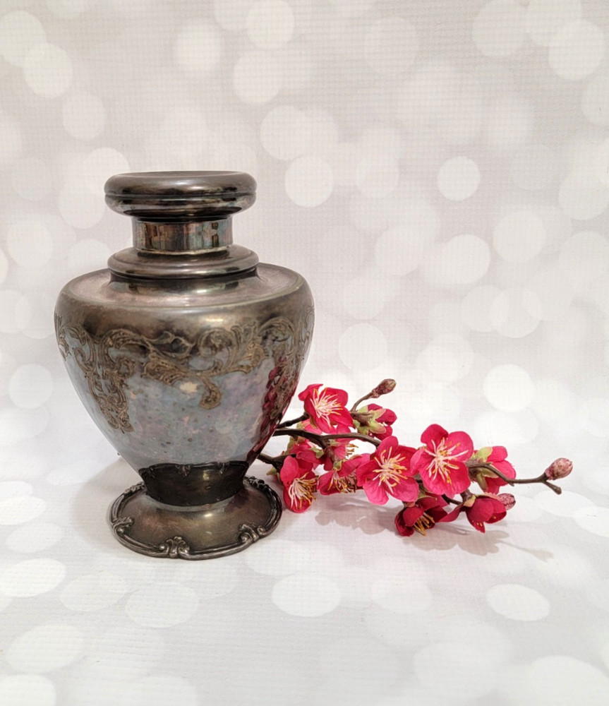 Antique Sheffield Silverplate Tea Caddy Etched Pattern