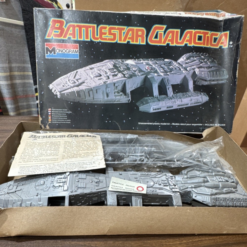Monogram Battlestar Galactica Plastic Model Kit Molded in Silver Boxed