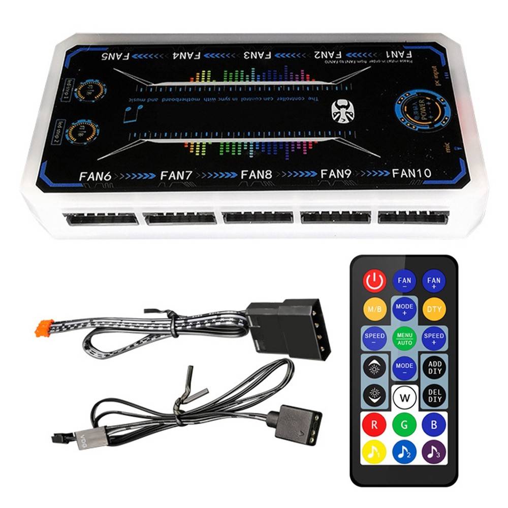 For PC Case Fan Cooling Cooler Adapter LED RGB Lamp Controller+Remote Control