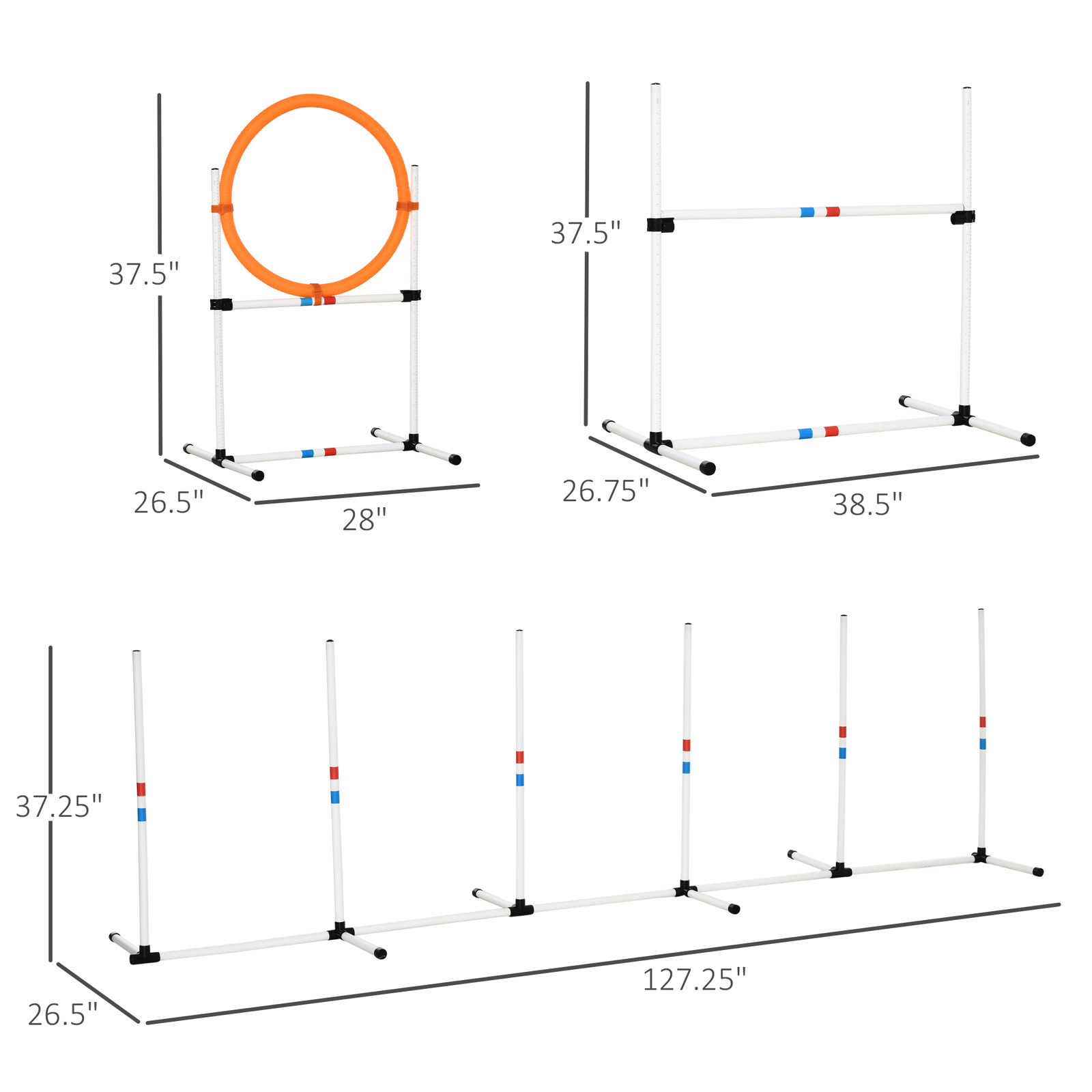 Outdoor 3 Piece Dog Pet Agility Training Equipment Backyard Starter Course Set