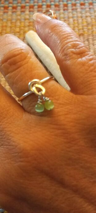 Silver Wire Beaded Knot Ring