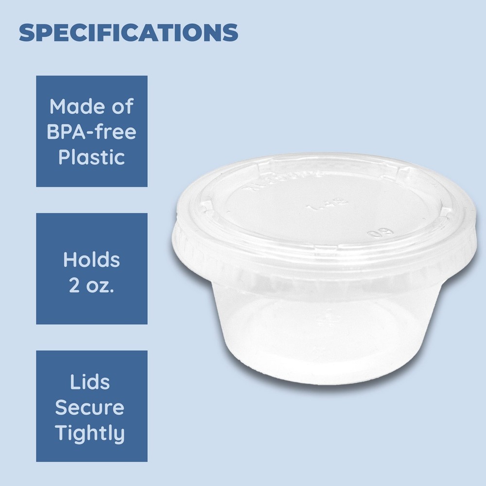 Condiment Cups with Lids, 100 Sets per Pack: Small Plastic Containers for...