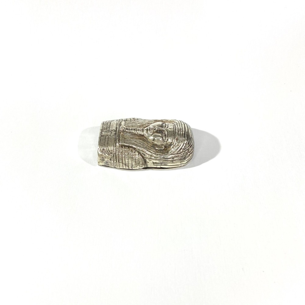 Vintage Heavy Solid Silver Sarcophagus shape Pill Box
