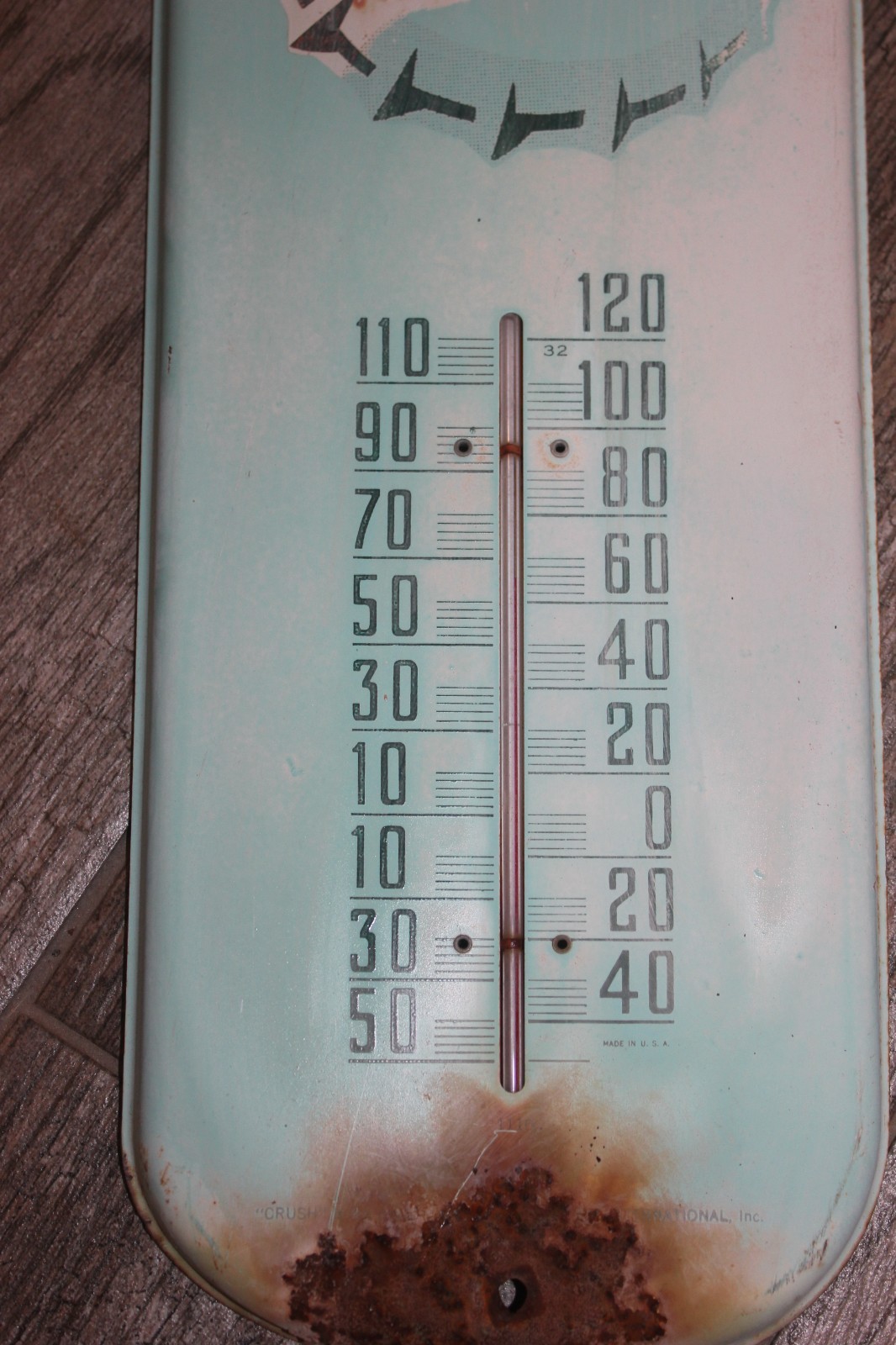 Vintage Rare Original Orange Crush Soda Metal Advertising Thermometer 6" x 16"