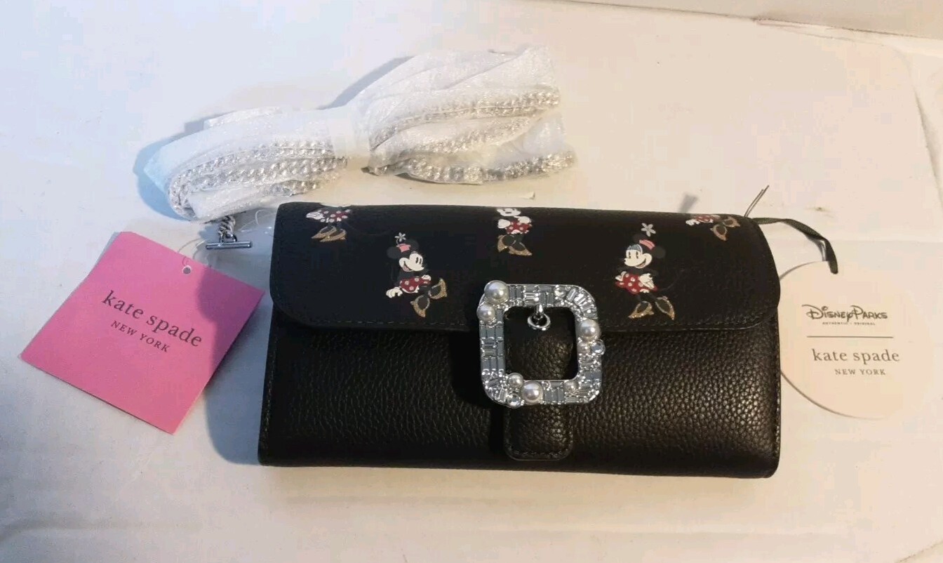 New with tag Kate Spade Disney Parks Minnie Mouse Leather Wallet Crossbody Bag