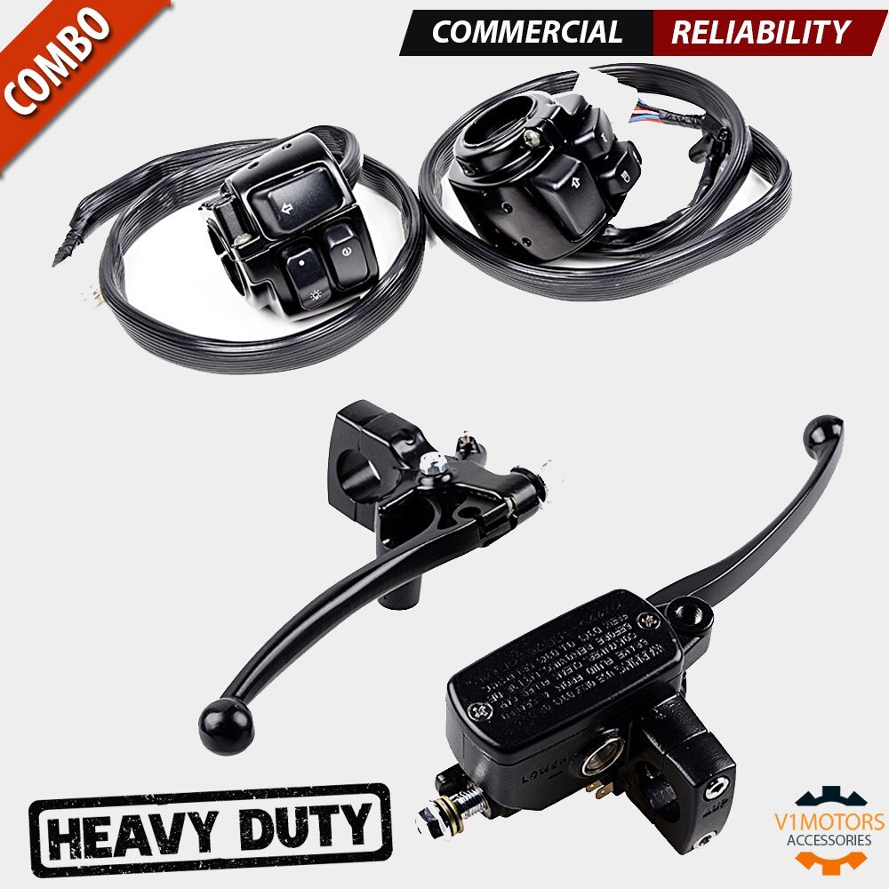 For Harley 1" Switch Controls Housing w/Master Cylinder Brake Clutch Lever Black