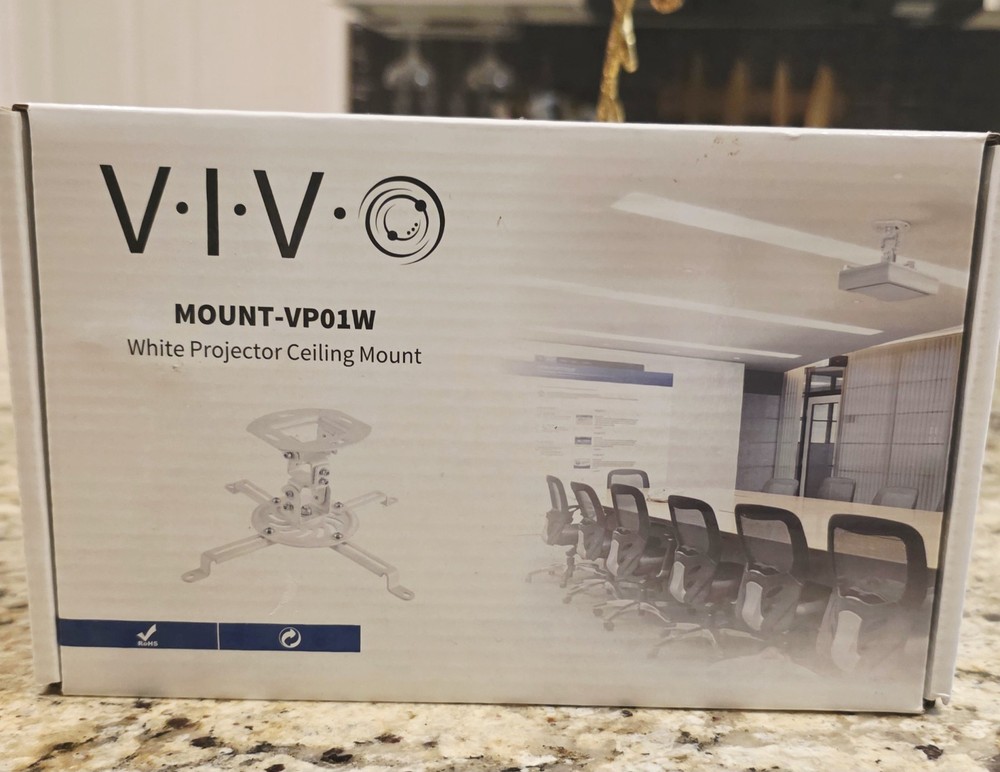 VIVO Universal Adjustable White Ceiling Projector | Projection Mount Extending