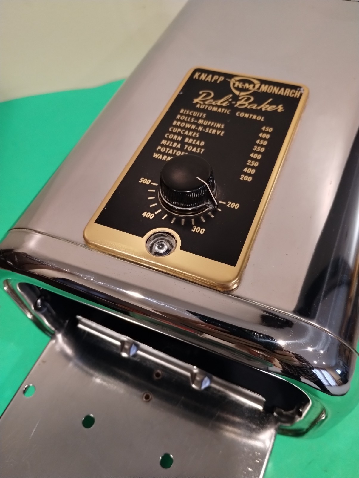 Vntg '50s Knapp Monarch Redi Baker Chrome Counter Top Oven. WORKS, LN, w/ Box