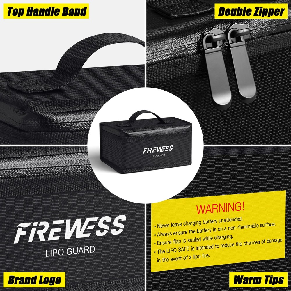 2 Pack Lipo Safe Bag Fireproof, lithium battery bag fireproof and Explosionpr...