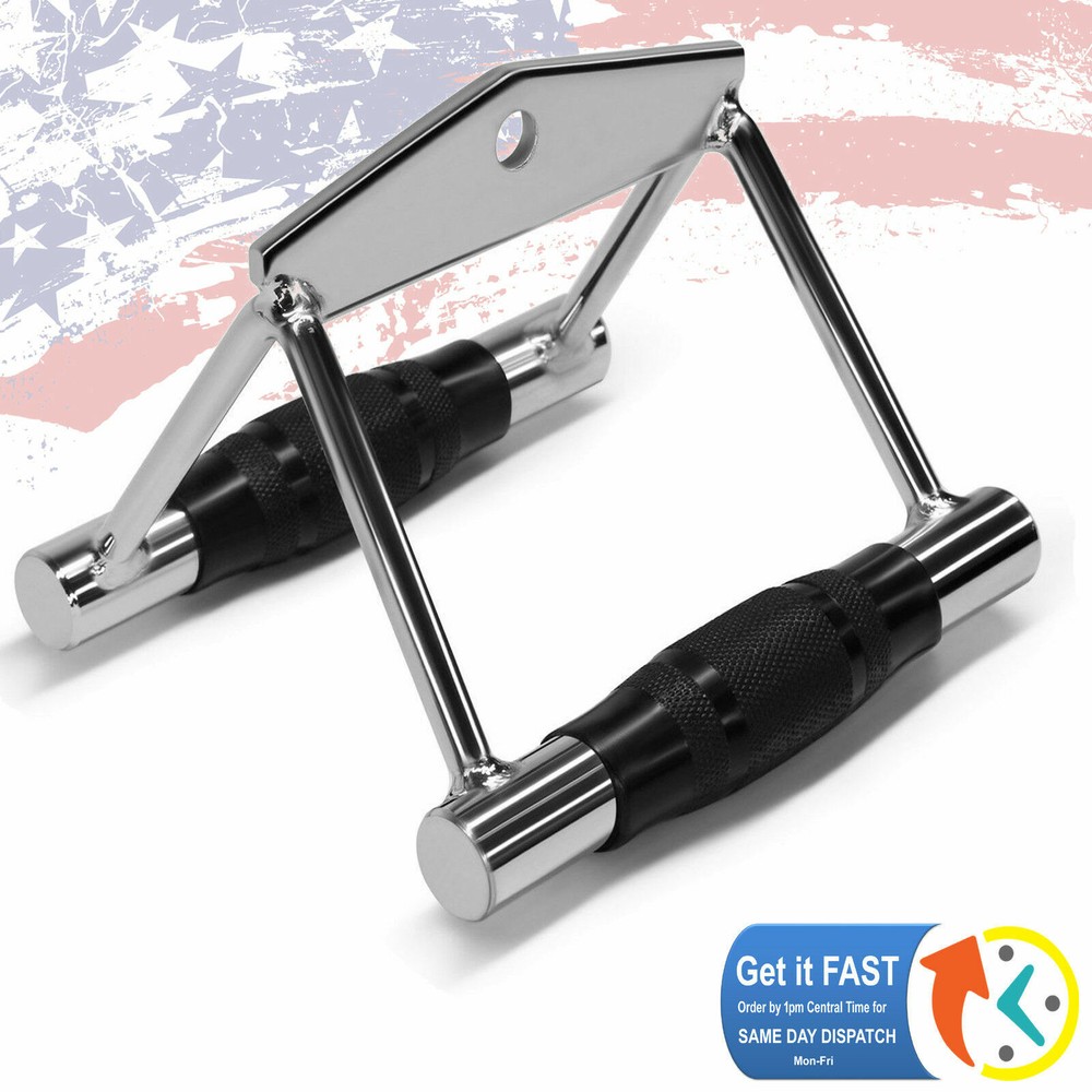 FMTX Double D Rowing Rubber Grip Seated Row Cable Handle Home Gym Attachments