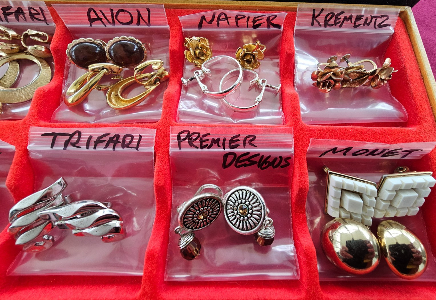 HUGE 121 Pair Clip Earring LOT St. John Napier Trifari Krementz Hilfiger Coro +