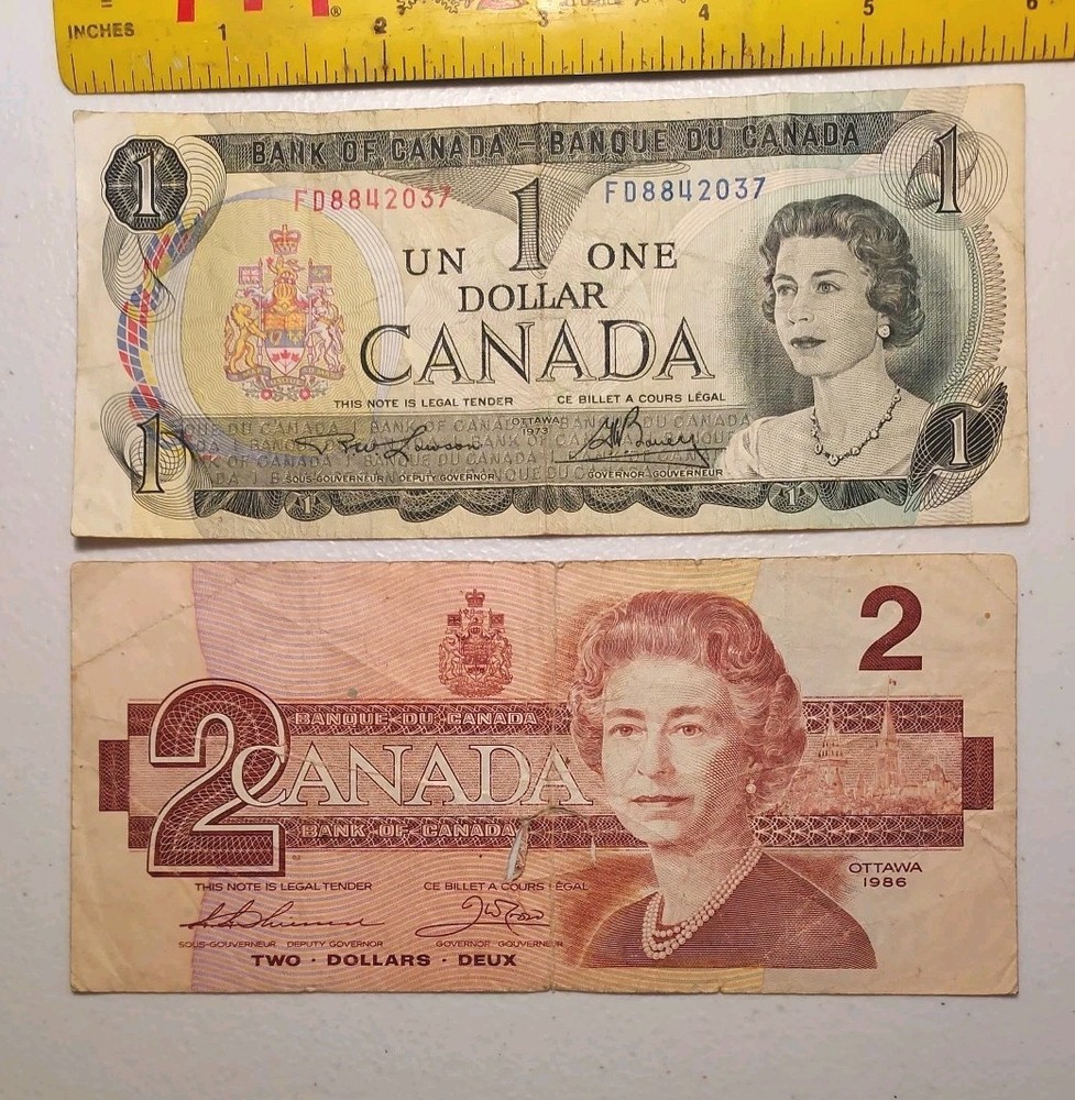 Canada $1 Dollar 1973 and $2 Dollars 1986 *Circulated*