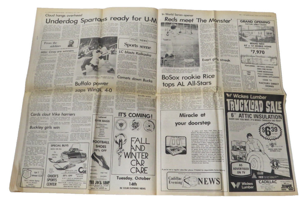 KISS VINTAGE CADILLAC MICHIGAN EVENING NEWS NEWSPAPER OCTOBER 10, 1975