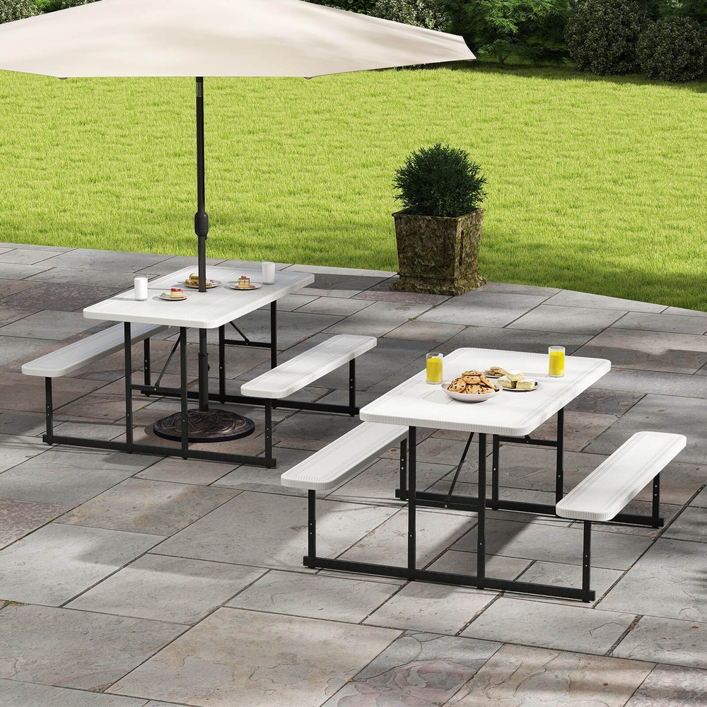 Picnic Table Bench Set for 2-4 People Outdoor Rectangular Camping Dining Table