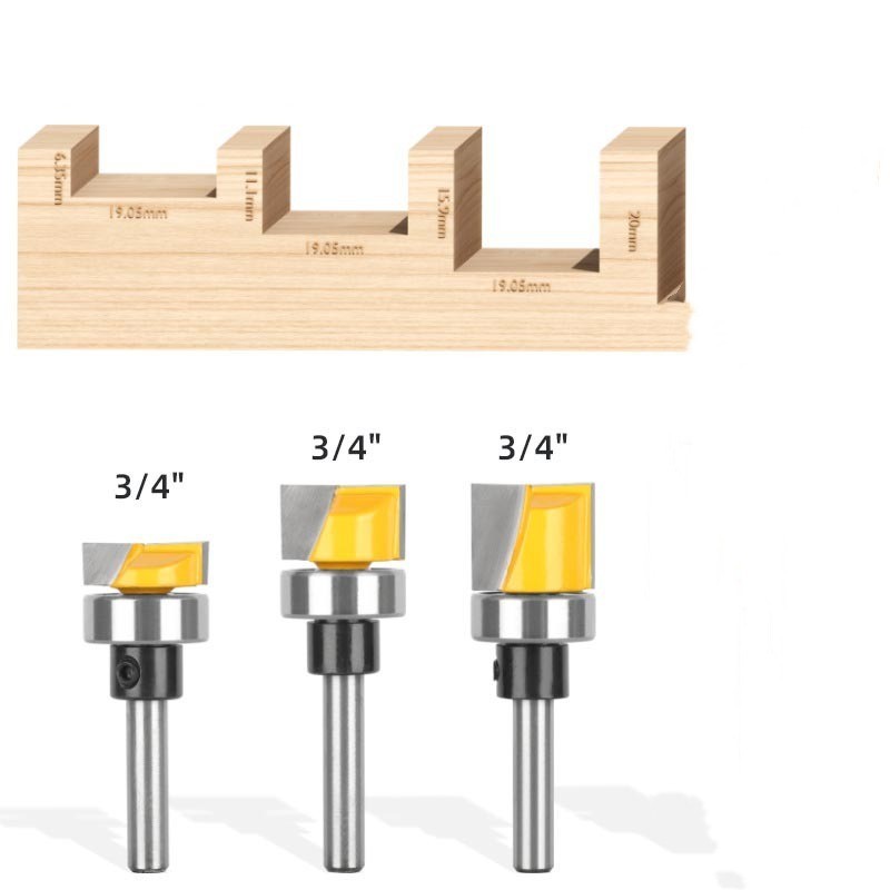1Pcs 6mm Shank Hinge Mortise/Template Router Bit Set 3/4" Diameter