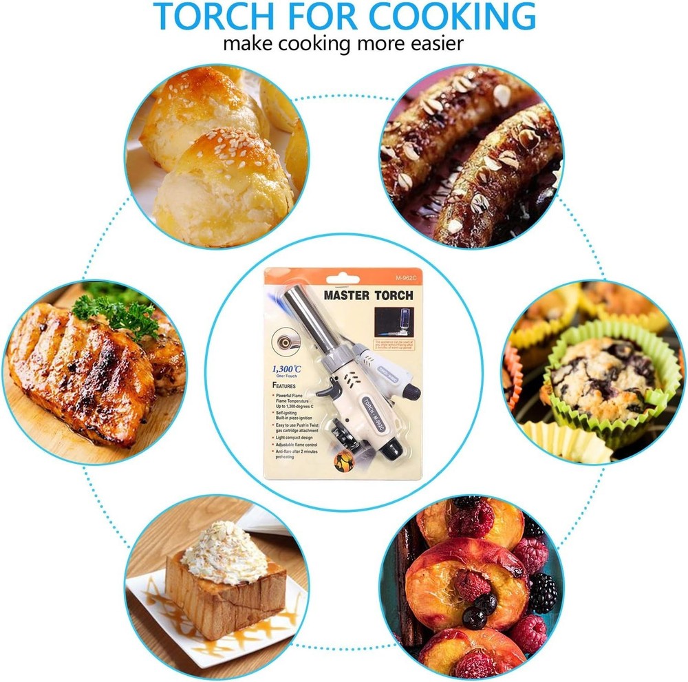 Professional Butane Culinary Torch with Adjustable Flame – Perfect for Crème ...